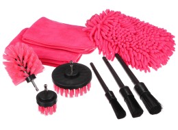 Multifunkciós tisztító- és mosóeszköz készlet CAR DETAILING PINK 9, 9 db