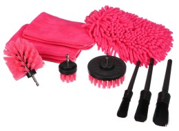 Multifunkciós tisztító- és mosóeszköz készlet CAR DETAILING PINK 9, 9 db