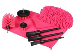 Multifunkciós tisztító- és mosóeszköz készlet CAR DETAILING PINK 9, 9 db