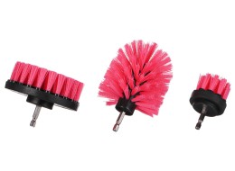 Fúróhoz való autótisztító kefe készlet CAR DETAILING DRILL BRUSH PINK 3, 3 db