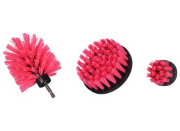 Fúróhoz való autótisztító kefe készlet CAR DETAILING DRILL BRUSH PINK 3, 3 db