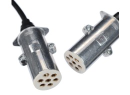 Csatlakozó spirálkábel 7 tűs S típus TRAILER CABLE 12, fém dugó, 24V, 3,5m