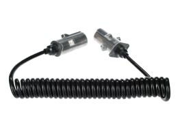 Csatlakozó spirálkábel 7 tűs S típus TRAILER CABLE 12, fém dugó, 24V, 3,5m