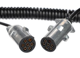Csatlakozó spirálkábel 7 tűs N típus TRAILER CABLE 13, fém dugó, 24V, 3,5m
