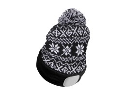 Fejlámpás sapka 180 lm, tölthető, USB, univerzális méret, pamut/PE, téli fekete