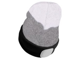 Fejlámpás sapka 180 lm, tölthető, USB, univerzális méret, pamut/PE, fekete/szürke/fehér