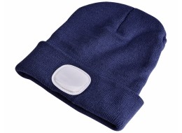 Sapka fejlámpával 180 lm, tölthető, USB, univerzális méret, pamut/PE, kék