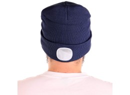 Sapka fejlámpával 180 lm, tölthető, USB, univerzális méret, pamut/PE, kék