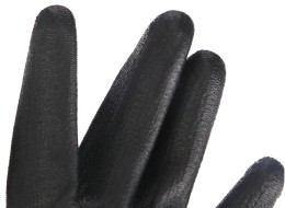 Munkakesztyű poliészterből, részben poliuretánba mártott GLOVE PE-PU 9, fekete, 9-es méret