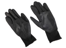 Munkakesztyű poliészterből, poliuretánba félig mártott GLOVE PE-PU 10, fekete, méret 10
