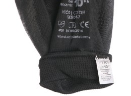 Munkakesztyű poliészterből, poliuretánba félig mártott GLOVE PE-PU 10, fekete, méret 10
