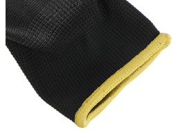 Munkakesztyű poliészterből, poliuretánba félig mártott GLOVE PE-PU 11, fekete, méret 11