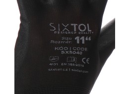 Munkakesztyű poliészterből, poliuretánba félig mártott GLOVE PE-PU 11, fekete, méret 11