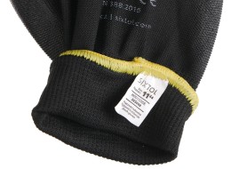 Munkakesztyű poliészterből, poliuretánba félig mártott GLOVE PE-PU 11, fekete, méret 11