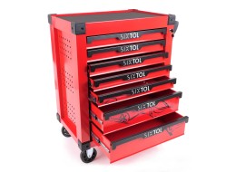 Műhelykocsi szerszámokhoz MECHANIC TROLLEY KEVIN RED 80, 7 fiók, 80 db szerszám