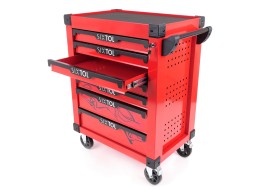 Műhelykocsi szerszámokhoz MECHANIC TROLLEY KEVIN RED 253, 7 fiók, 253 db szerszám