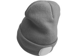 Sapka fejlámpával 180 lm, újratölthető, USB, univerzális méret, pamut/PE, világosszürke