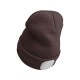 Sapka fejlámpával 180 lm, tölthető, USB, univerzális méret, pamut/PE, barna