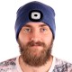 Sapka fejlámpával 180 lm, tölthető, USB, univerzális méret, pamut/PE, kék