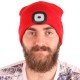 Sapka fejlámpával 180 lm, újratölthető, USB, univerzális méret, pamut/PE, piros
