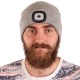Sapka fejlámpával 180 lm, újratölthető, USB, univerzális méret, pamut/PE, világosszürke