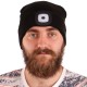 Sapka fejlámpával 180 lm, újratölthető, USB, univerzális méret, pamut/PE, fekete