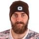 Sapka fejlámpával 180 lm, tölthető, USB, univerzális méret, pamut/PE, barna