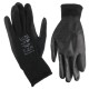 Munkakesztyű poliészterből, poliuretánba félig mártott GLOVE PE-PU 10, fekete, méret 10