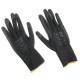 Munkakesztyű poliészterből, poliuretánba félig mártott GLOVE PE-PU 11, fekete, méret 11