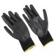 Munkakesztyű poliészterből, poliuretánba félig mártott GLOVE PE-PU 11, fekete, méret 11