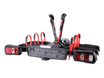 Vonóhorogra szerelhető kerékpártartó E-BIKE 3 PREMIUM - 3 elektromos kerékpár, teherbírás 60 kg, öss