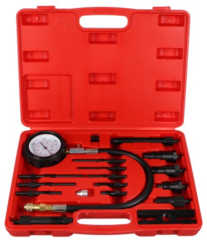 Dízelmotorok kompressziójának tesztelő készlet MECHANIC ENGINE TESTER 19, 0-70 bar, 19 db