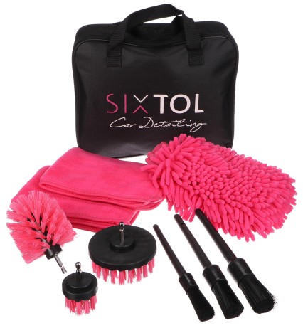 Multifunkciós tisztító- és mosóeszköz készlet CAR DETAILING PINK 9, 9 db