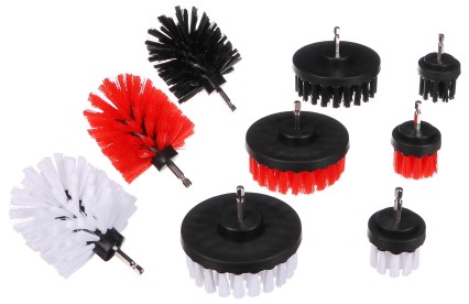Fúróra szerelhető kefekészlet autó tisztításához CAR DETAILING DRILL BRUSH 9, 9 db