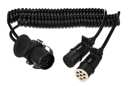Csatlakozó spiráladapter 15 tűsről 2×7 tűs dugóra (S+N) TRAILER CABLE 9, 24V, 3,5m