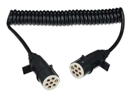 Csatlakozó spirálkábel 7 tűs S típus TRAILER CABLE 10, műanyag dugó, 24V, 3,5m