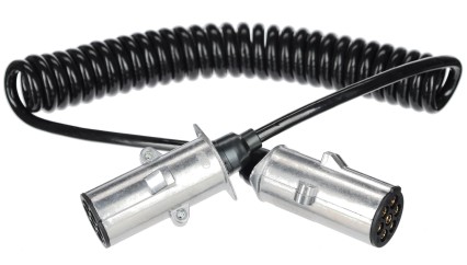 Csatlakozó spirálkábel 7 tűs N típus TRAILER CABLE 13, fém dugó, 24V, 3,5m