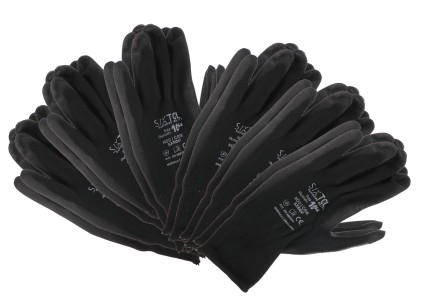 Munkavédelmi kesztyű poliészterből, félig PU-ba mártott GLOVE PE-PU 10, fekete, méret 10\