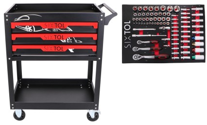 Szerszámos kocsi MECHANIC TROLLEY JASON 80, 3 fiók, 1 polc, 80 db szerszám