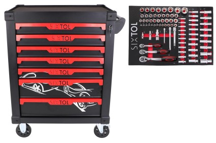 Szerszámos kocsi MECHANIC TROLLEY KEVIN 80, 7 fiók, 80 db szerszám
