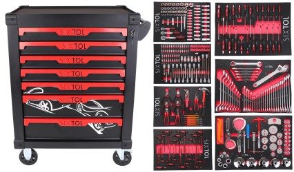 Műhelykocsi szerszámokkal MECHANIC TROLLEY KEVIN 326, 7 fiók, 326 db szerszám
