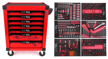 Műhelyszerszámos kocsi MECHANIC TROLLEY KEVIN RED 274, 7 fiók, 274 db szerszám