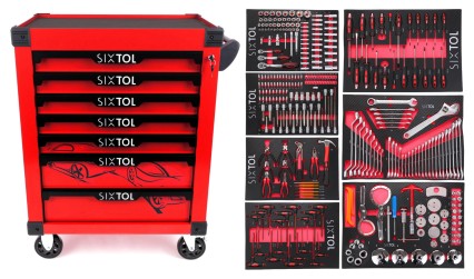 Műhelyszerszámos kocsi MECHANIC TROLLEY KEVIN RED 326, 7 fiók, 326 db szerszám