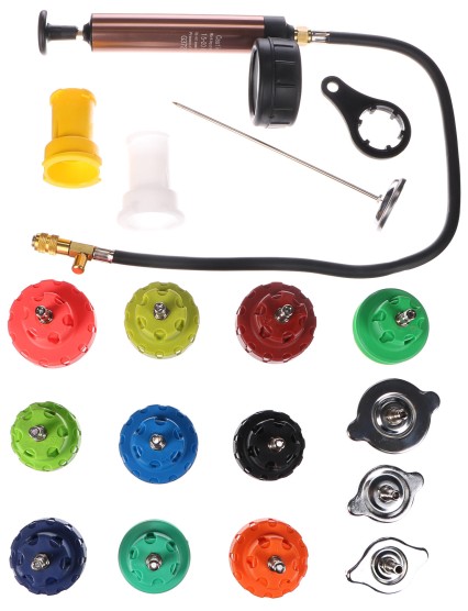 Hűtőrendszer-tesztelő készlet MECHANIC COOLING TESTER 18, 0-2,5 bar, 18 db