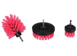 Fúróhoz való autótisztító kefe készlet CAR DETAILING DRILL BRUSH PINK 3, 3 db