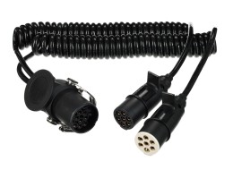 Csatlakozó spiráladapter 15 tűsről 2×7 tűs dugóra (S+N) TRAILER CABLE 9, 24V, 3,5m