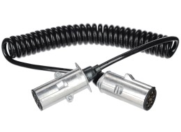 Csatlakozó spirálkábel 7 tűs N típus TRAILER CABLE 13, fém dugó, 24V, 3,5m