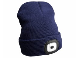 Sapka fejlámpával 180 lm, tölthető, USB, univerzális méret, pamut/PE, kék