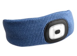 Fejpánt fejlámpával 180 lm, tölthető, USB, univerzális méret, pamut/PE, kék