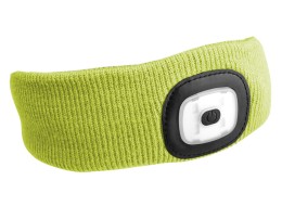 Fejpánt fejlámpával 180 lm, tölthető, USB, univerzális méret, pamut/PE, fluoreszkáló sárga